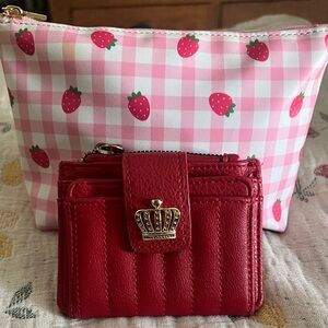 Red juicy Wallet and Pink Strawberry makeup Pouch